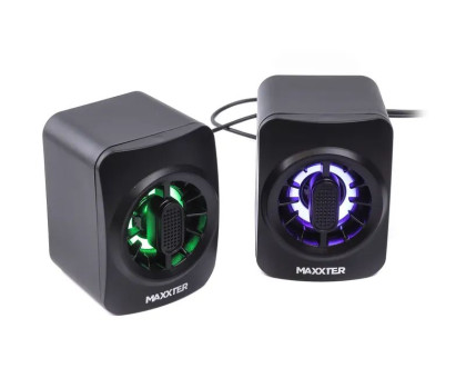 Колонки акустические Maxxter CSP-U005RGB, 6 Вт, USB питание, RGB подсветка, черные