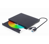 Зовнiшній DVD-привід Gembird DVD-USB-03, USB 3.0 (+ Type-C), чорний