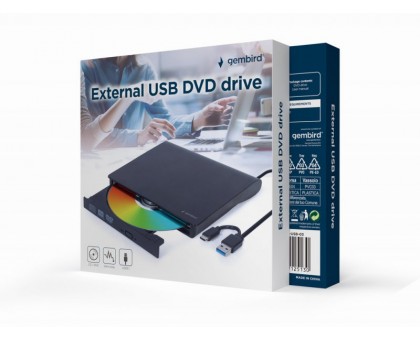 Зовнiшній DVD Gembird DVD-USB-03,  USB3.0