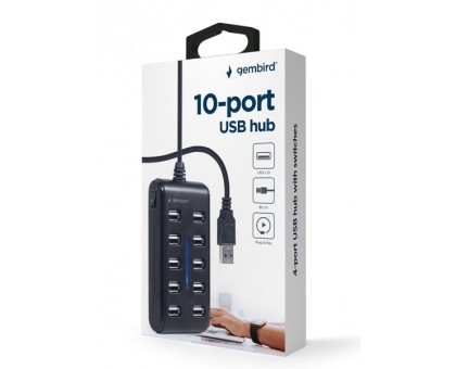 Хаб Gembird UHB-U2P10P-01 на 10 портов USB 2.0