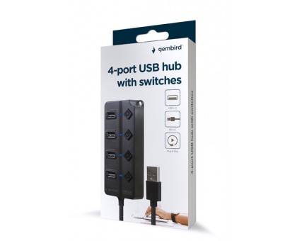 Хаб Gembird UHB-U2P4P-01 на 4 порти USB 2.0