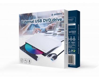 Зовнiшній DVD Gembird DVD-USB-03-BW,  USB3.0, бiлий