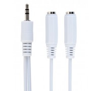 Аудіо-кабель Cablexpert CCA-415W, 3.5мм "тато"/2х3.5мм "мама", перехідник, довжина 10 cм., стерео, білого кольору