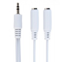 Аудіо-кабель Cablexpert CCA-415W, 3.5мм "тато"/2х3.5мм "мама", перехідник, довжина 10 cм., стерео, білого кольору