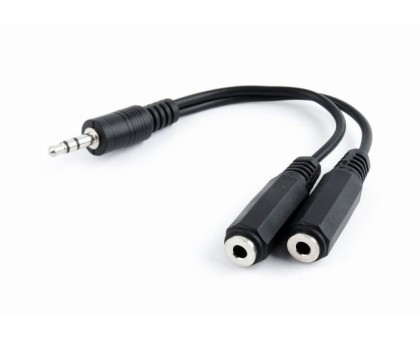 Аудио-кабель Cablexpert CCA-415-0.1M, 3.5мм "папа"/2х3.5мм "мама", переходник, длина 10 cм., стерео, черного цвета