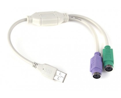 Перехідник Cablexpert UAPS12, USB А-папа/2х PS/2, 30 см кабель