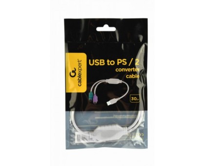 Переходник Cablexpert UAPS12, USB А-папа/2х PS/2, 30 см кабель