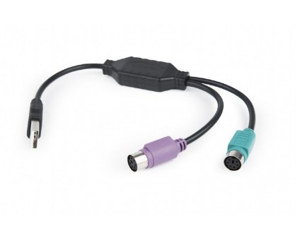 Перехідник Cablexpert UAPS12-BK, USB А-папа/2х PS/2, 30 см кабель