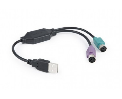 Перехідник Cablexpert UAPS12-BK, USB А-папа/2х PS/2, 30 см кабель