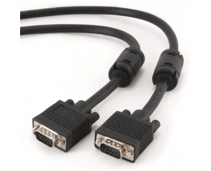 Кабель Cablexpert CC-PPVGA-6B, премиум качество, VGA 3+9C HD15M папа /HD15M папа, двойно-экранированный, с 2-мя ферритами, 1,8 м, черный цвет