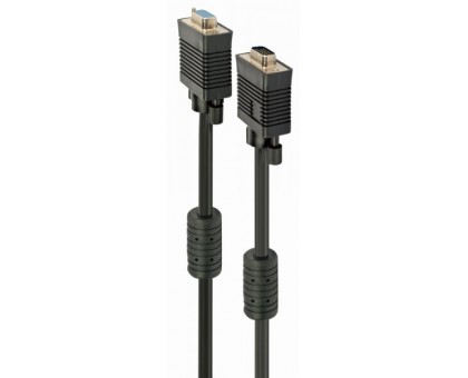 Удлинитель Cablexpert CC-PPVGAX-10M-B, премиум качество VGA HD15M папа /HD15F мама, двойно-экранированный, с 2-мя ферритами, 10 м, черный цвет