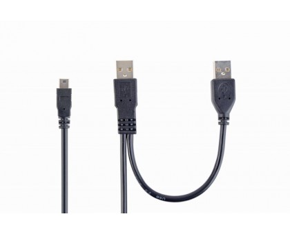 Кабель Cablexpert CCP-USB22-AM5P-3, премиум качество, двойной USB 2.0 A-папа/мини USB 2.0 5-пин, 0.9 м