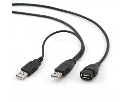 Подовжувач Gembird CCP-USB22-AMAF-3, преміум якість, подвійний USB 2.0 A-папа/A-мама, 0.9 м