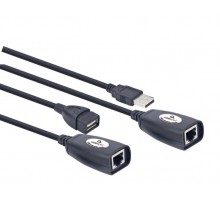 Подовжувач Cablexpert UAE-30M по звитій парі., USB 1.1, до 30 м., чорний колір