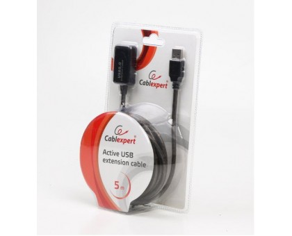 Активный удлинитель USB Cablexpert UAE-01-5M, USB 2.0, 5 м., черный цвет