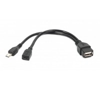Кабель-адаптер USB OTG Cablexpert A-OTG-AFBM-04 для пристроїв, AF - Micro BM, 0.15 м.