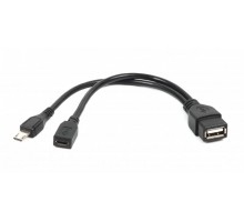 Кабель адаптер USB OTG Cablexpert A-OTG-AFBM-04 для устройств, AF - Micro BM, 0.15м.