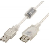 Удлинитель Cablexpert CCF-USB2-AMAF-TR-2M, премиум качество USB 2.0 A-папа/A-мама, 2.0 м, с ферритовой сердцевиной