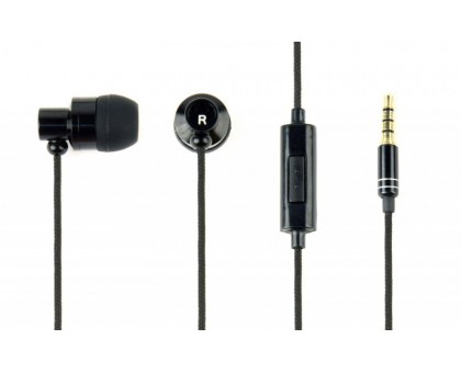 Вакуумные наушники с микрофоном Gembird MHS-EP-CDG-B, металлический корпус, черный цвет
