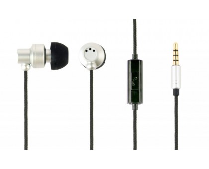 Вакуумные наушники с микрофоном Gembird MHS-EP-CDG-S, металлический корпус, серый цвет