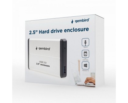 Внешний карман Gembird EE2-U3S-2-S для 2.5 SATA дисков, USB 3.0, серебристый