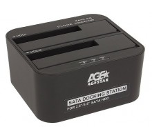 Док-станція Agestar 3UBT6-6G (Black), для 2.5''/3.5'' SATA HDD, USB 3.0, 2 слоти, чорний