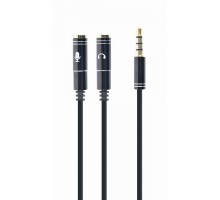 Аудио-кабель Cablexpert CCA-417M, из 4-х контактной 3.5 мм вилки на две 3.5 мм розетки (стерео аудио + моно микрофон)