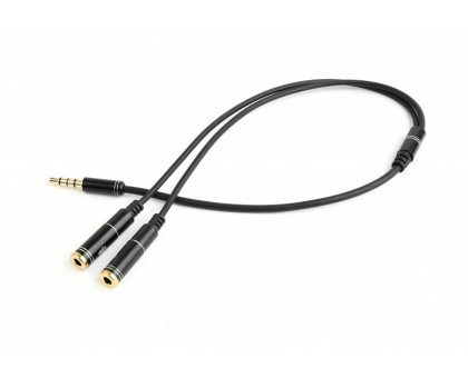 Аудіо-кабель Cablexpert CCA-417M, з 4-х контактної 3.5 мм вилки на дві 3.5 мм розетки (стерео аудіо + моно мікрофон)