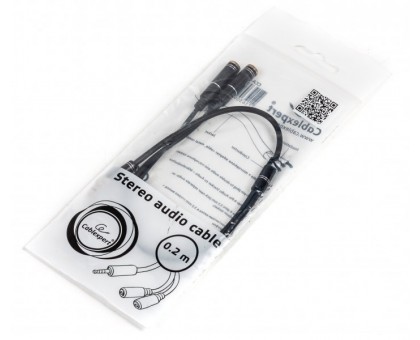 Аудио-кабель Cablexpert CCA-417M, из 4-х контактной 3.5 мм вилки на две 3.5 мм розетки (стерео аудио + моно микрофон)