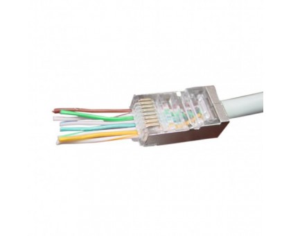 Конектор Cablexpert LC-PTF-01/100, 8P8C, CAT-5e, FTP, з наскрізними отворами, позолочені контакти (100 шт.)