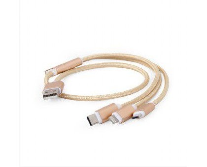 Зарядний кабель USB 3-в-1 Cablexpert CC-USB2-AM31-1M-G, AM-тато/Lightning/Micro/Type-C, 1.0 м.