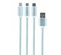 Зарядний кабель USB 3-в-1 Cablexpert CC-USB2-AM31-1M-S, AM-тато/Lightning/Micro/Type-C, 1.0 м.