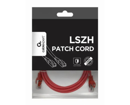 Патч корд Cablexpert PP6A-LSZHCU-R-2M, S/FTP, литий, 50u" штекер із фіксатором, 2 м, червоний