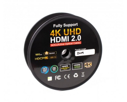 Кабель Cablexpert CCBP-HDMI-AOC-50M, HDMI V.2.0, вилка/вилка, з позолоченими контактами, 50 м