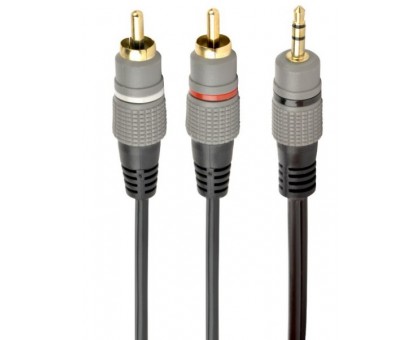 Аудіо-кабель Cablexpert CCA-352-2,5M, 3.5мм/2хRCA-тюльпан папа, довжина 2,5м., стерео