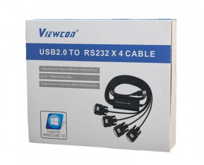 Кабель-переходник Viewcon VE671 USB 2.0 на 4 COM, 1 м