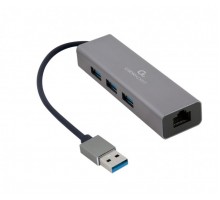 Адаптер Cablexpert A-AMU3-LAN-01, с USB-A на Gigabit Ethernet + хаб 3xUSB 3.1 Gen1