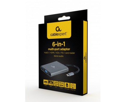 Адаптер Cablexpert A-CM-COMBO6-01, USB Type-C 6-в-1