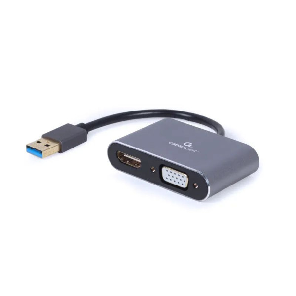 Адаптер-перехідник Cablexpert A-USB3-HDMIVGA-01 USB-A на HDMI/VGA