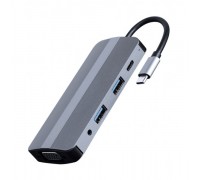 Адаптер Cablexpert A-CM-COMBO8-02, USB Type-C 8-в-1 (USB хаб 3.0/HDMI//VGA/PD/картридер/стерео-аудио)