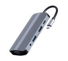 Адаптер Cablexpert A-CM-COMBO8-02, USB Type-C 8-в-1 (USB хаб 3.0/HDMI//VGA/PD/картридер/стерео-аудіо)