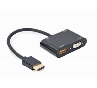 Адаптер-переходник HDMI на HDMI/VGA Cablexpert A-HDMIM-HDMIFVGAF-01