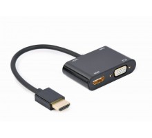 Адаптер-перехідник HDMI на HDMI/VGA Cablexpert A-HDMIM-HDMIFVGAF-01