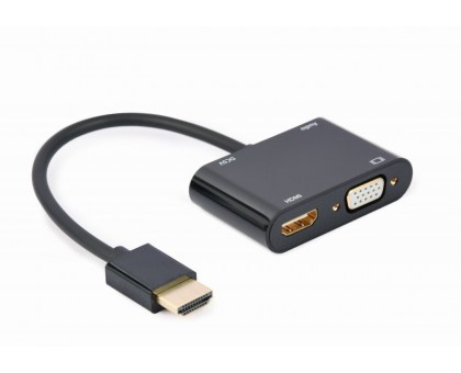 Адаптер-перехідник HDMI на HDMI/VGA Cablexpert A-HDMIM-HDMIFVGAF-01