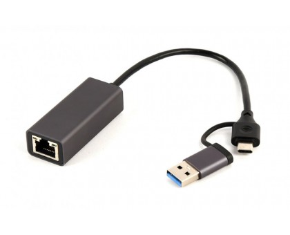 Адаптер Cablexpert A-USB3AC-LAN-01, с USB Type-A/C на Gigabit Ethernet
