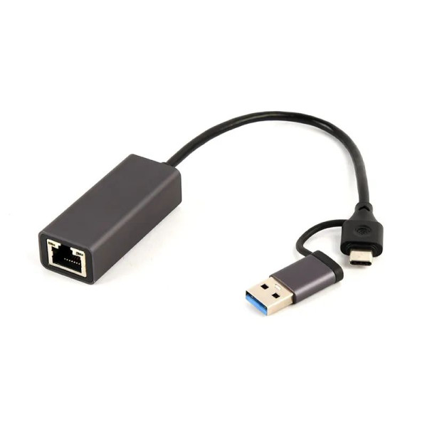 Адаптер Cablexpert A-USB3AC-LAN-01, з USB Type-A/C на Gigabit Ethernet