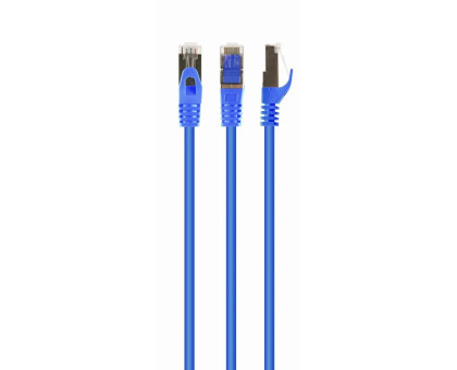 Патч корд Cablexpert PP6A-LSZHCU-B-3M, S/FTP, литий, 50u" штекер із фіксатором, 3,0 м, синій