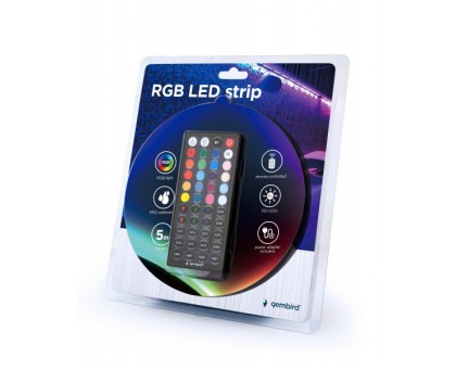 Светодиодная лента Gembird LED-S-RGB500-01 с подсветкой RGB, 5м, 280 lm, IP65, 1.5м кабель с питанием