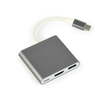 Адаптер-переходник Cablexpert A-CM-HDMIF-02-SG Type-C на на HDMI/USB 3.0/USB-C
