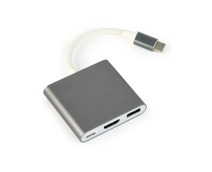 Адаптер-переходник Cablexpert A-CM-HDMIF-02-SG Type-C на на HDMI/USB 3.0/USB-C